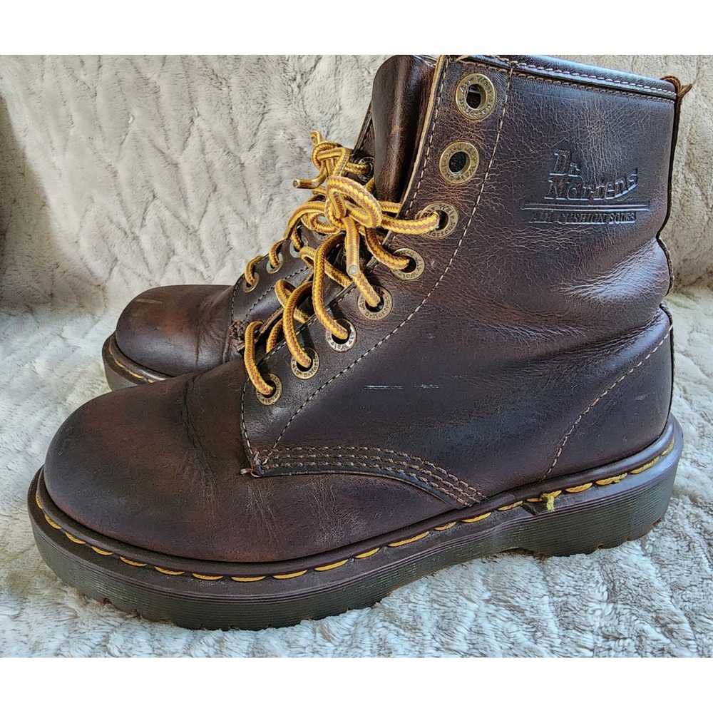 Dr. Martens Vintage 1460 Brown Leather 8 Eye Lug Sole Boots Mens 8.5 - Picture 2 of 11